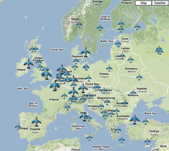 Map of Major Airports in Europe