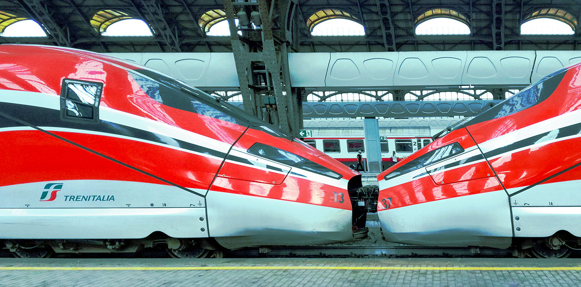 Frecciarossa 1000 high-speed train at Milano Centrale Railway Station