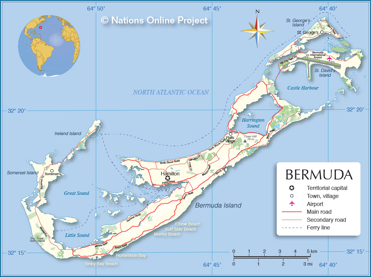 Political Map of Bermuda Islands
