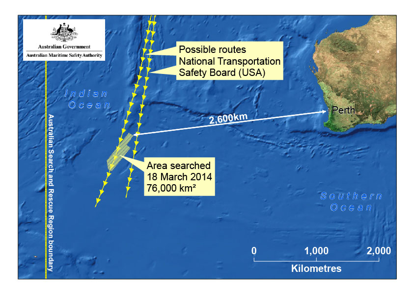 MH 370 Search area Indian Ocean