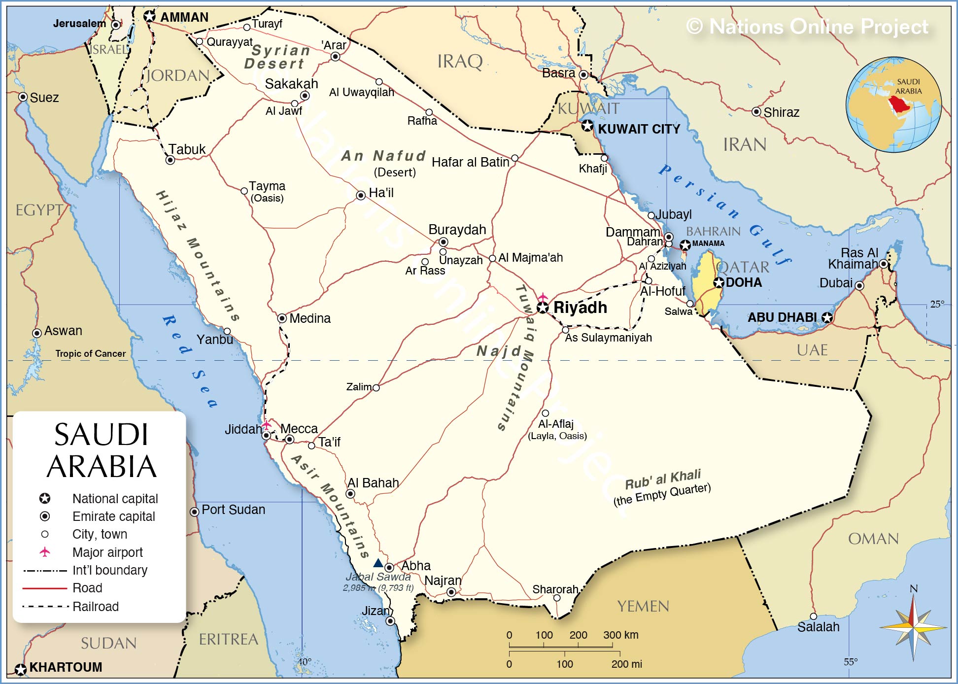 Arabia, Political map of Saudi Arabia
