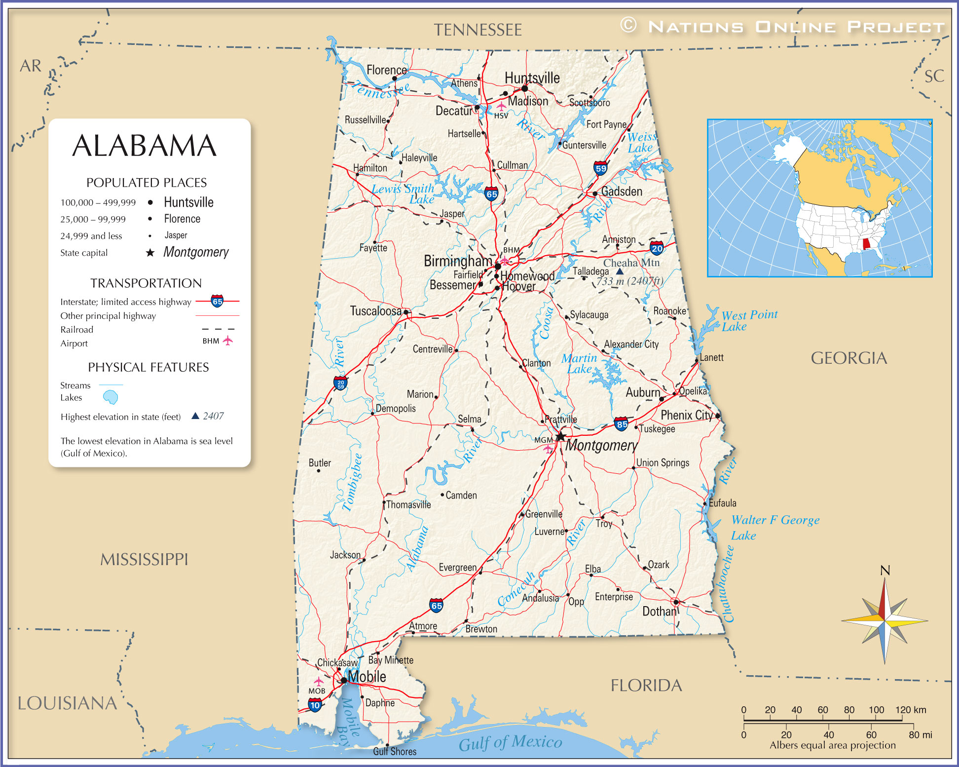 Reference Map of Alabama
