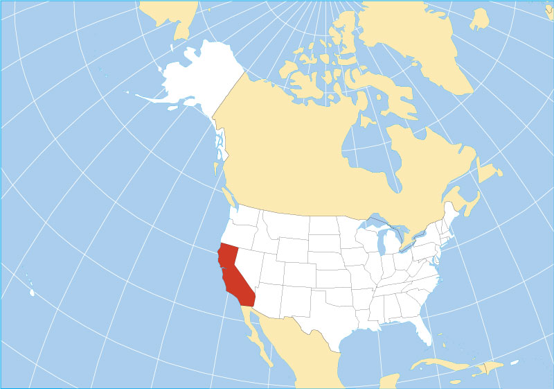 Location map of California state USA