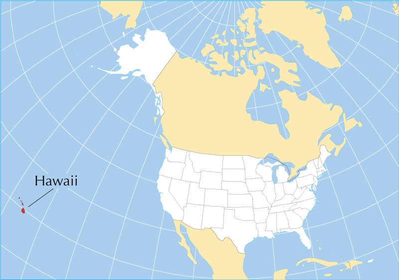 Location map of Hawaii state USA