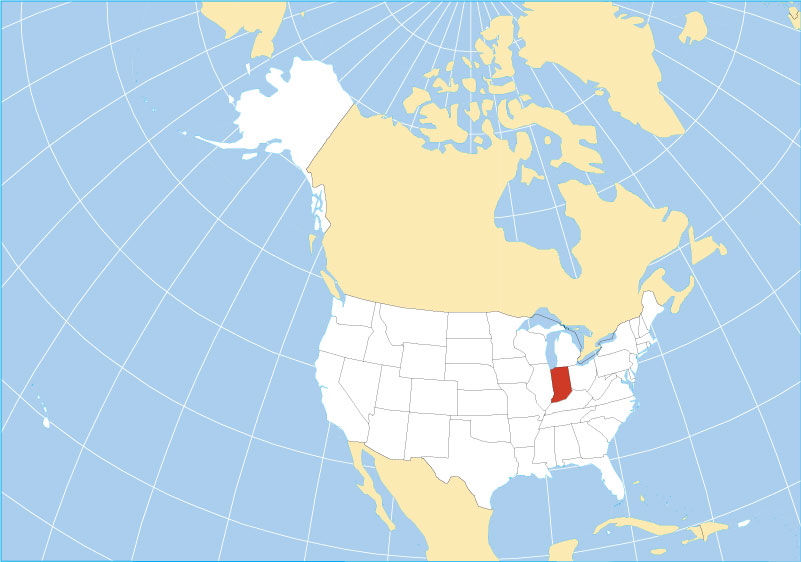 Location map of Indiana state USA