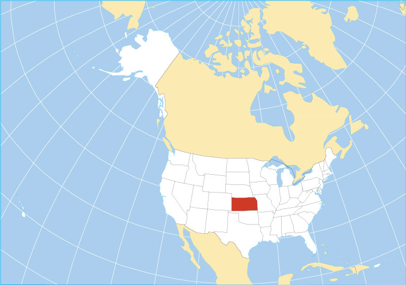 Location map of Kansas state USA