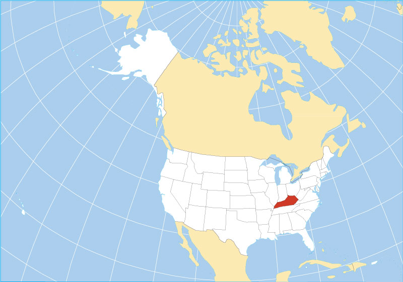 Location map of Kentucky state USA