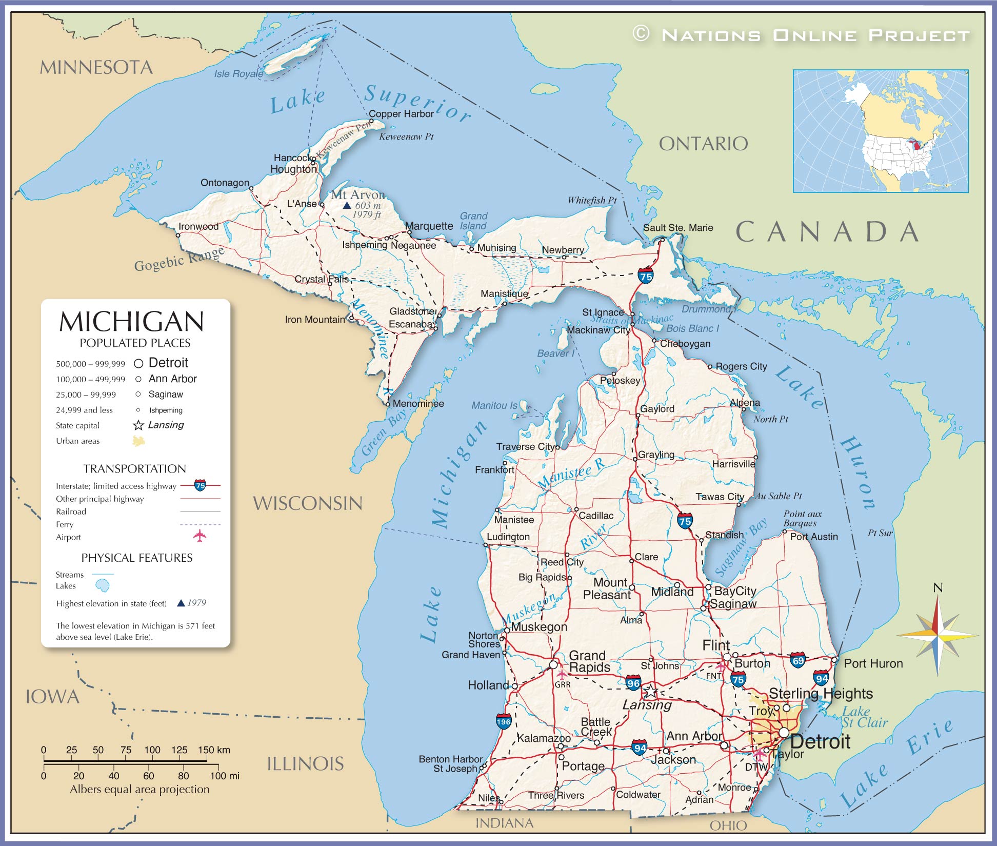 Reference Map of Michigan
