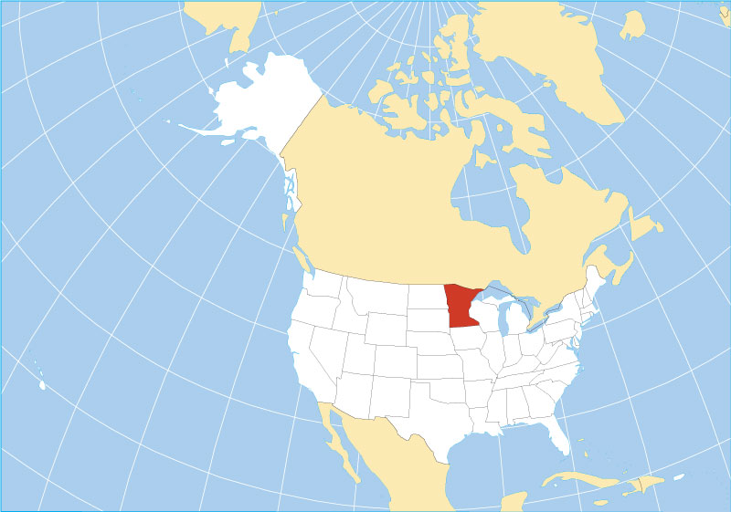 Location map of Minnesota state, USA