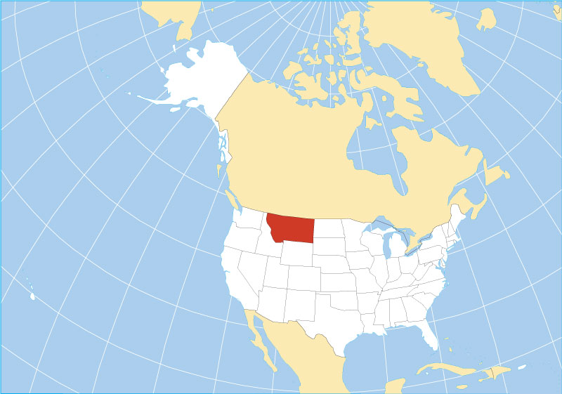 Location map of Montana state USA