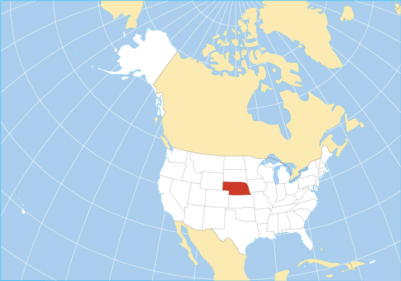 Location map of Nebraska state USA