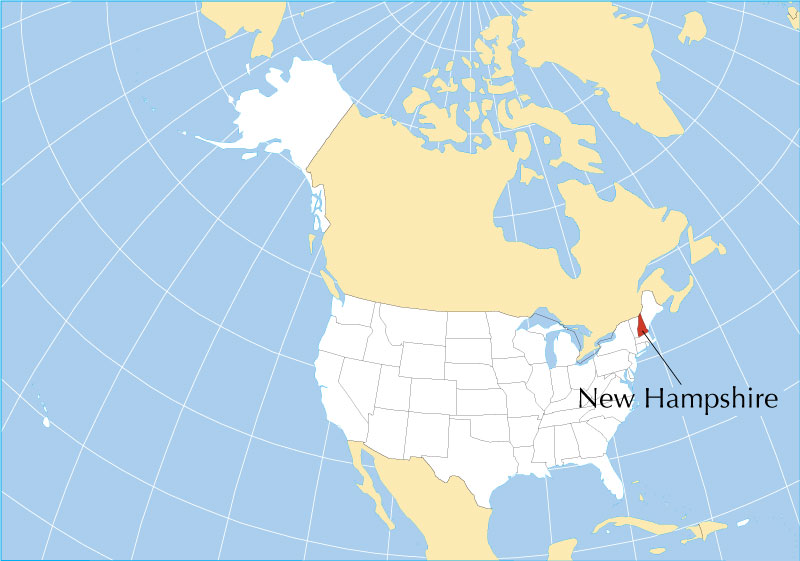 Location map of New Hampshire state USA