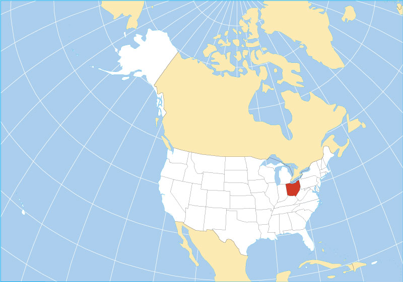 Location map of Ohio state USA