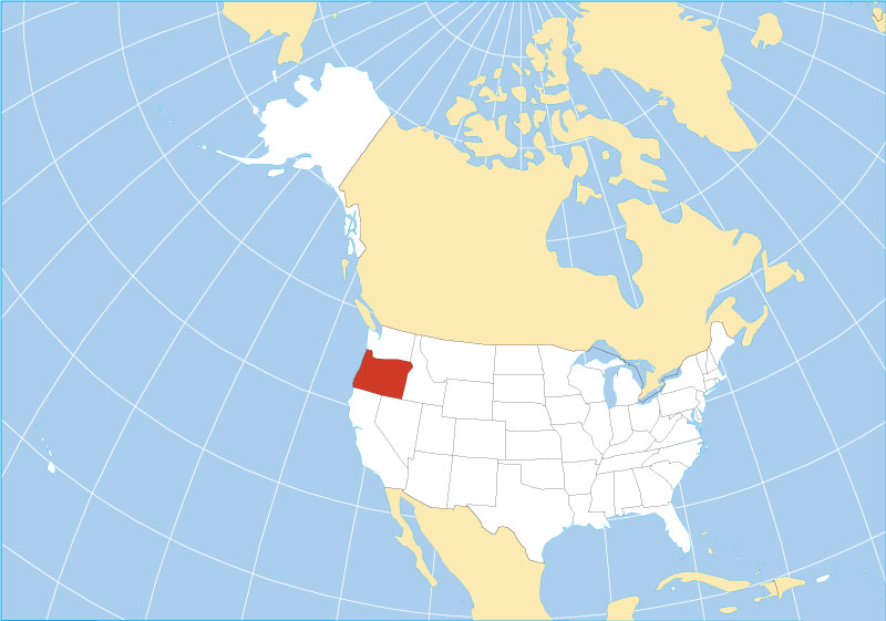 Location map of Oregon state USA