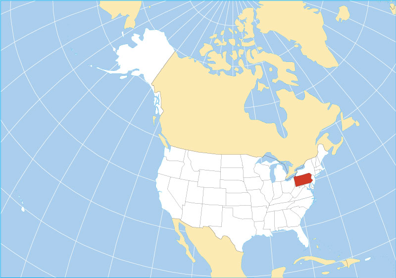 Location map of Pennsylvania state USA
