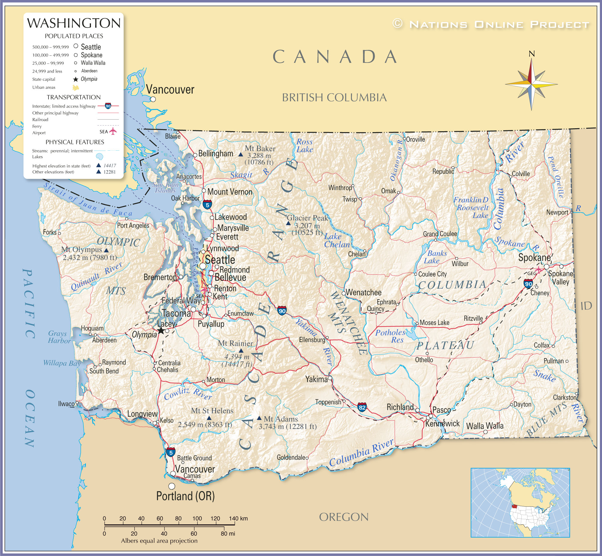 Reference Map of Washington State
