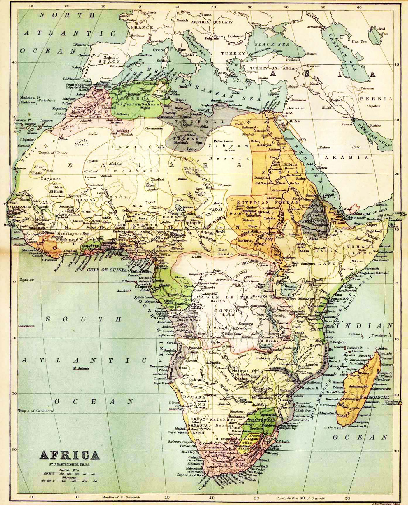 Historical Map of Africa in 1885