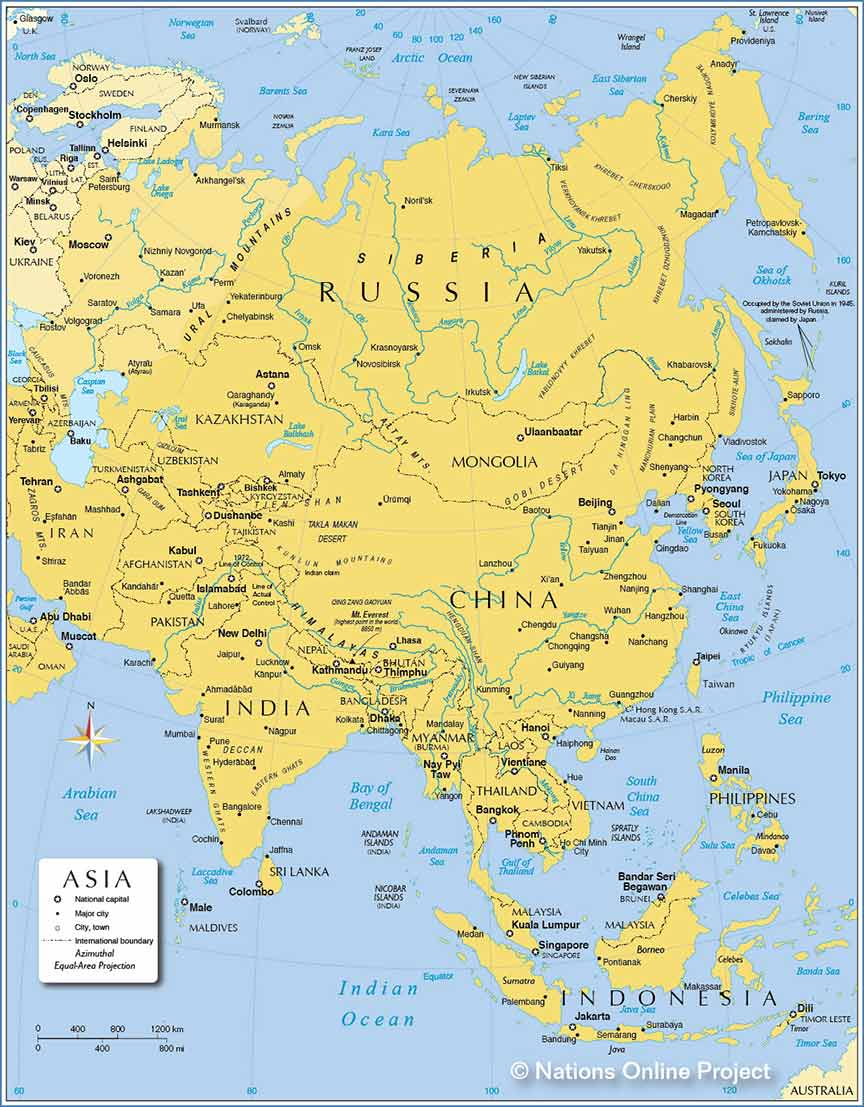 Map of Countries in Asia