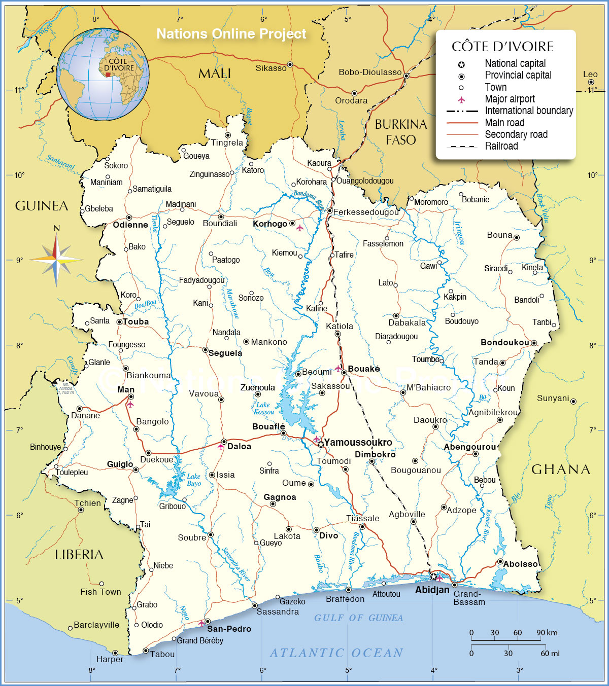 Political Map of Côte d'Ivoire