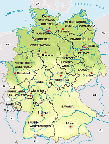Map of Federal States of Germany