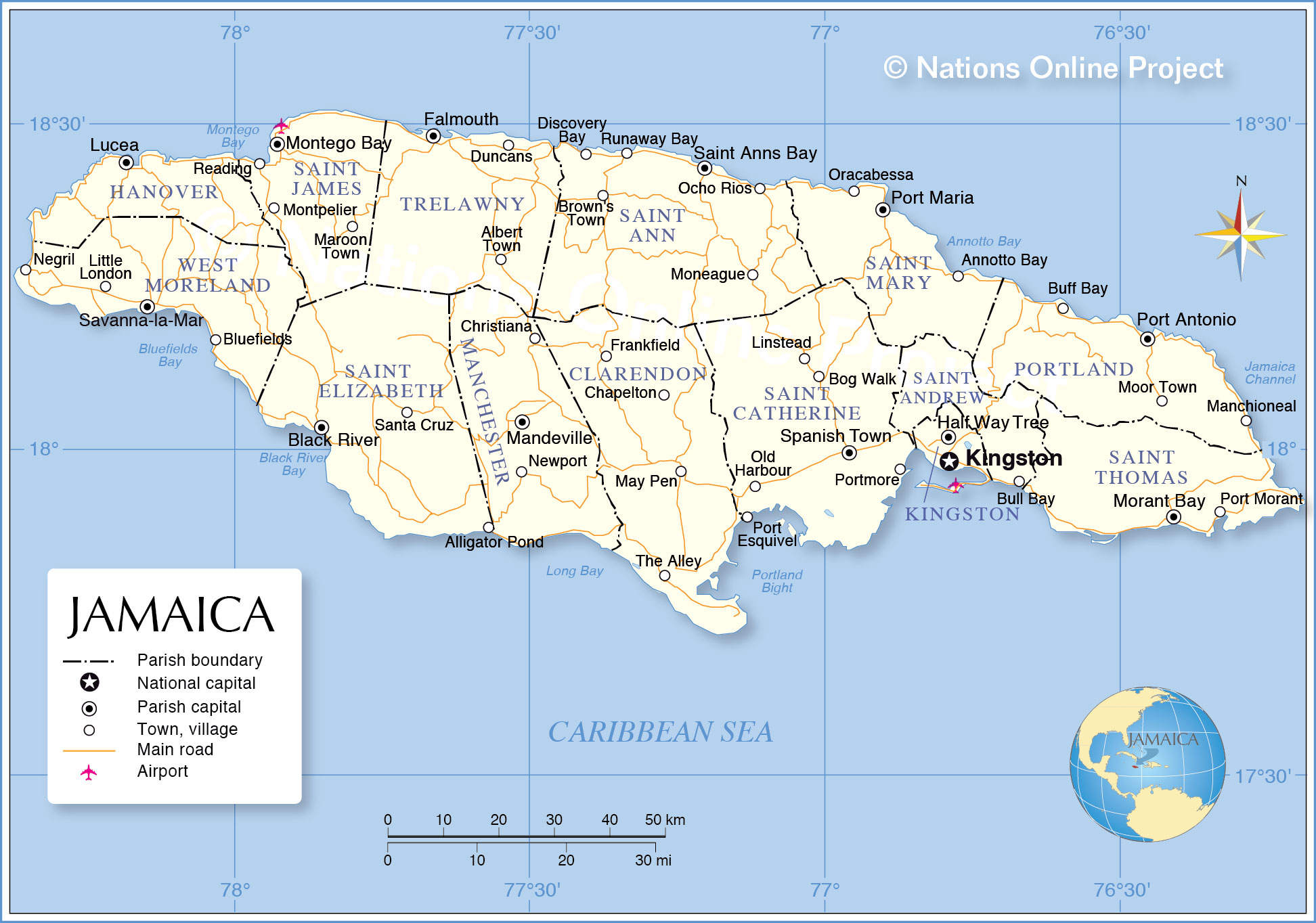 Administrative Map of Jamaica
