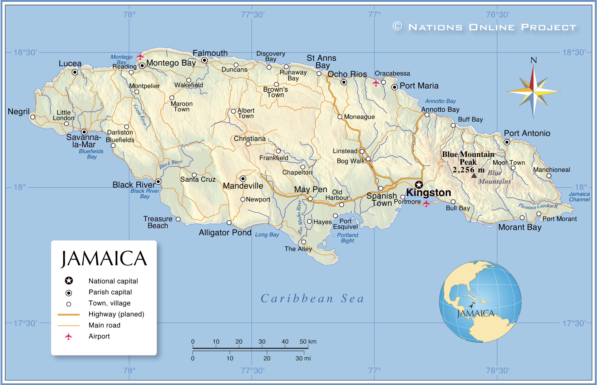 Political Map of Jamaica