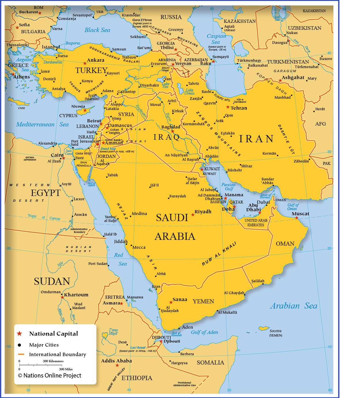 Small Map of Western Asia and the Middle East