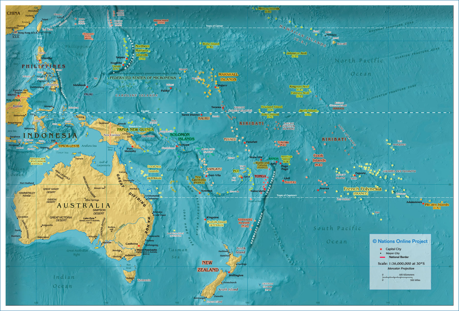 Reference Map of Oceania/Australia