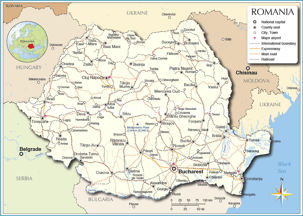 Political Map of Romania