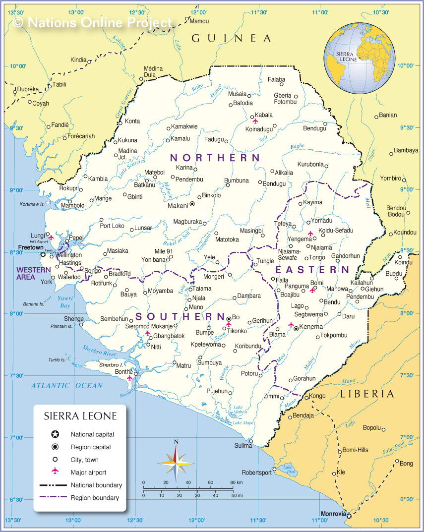 Administrative Map of Sierra Leone