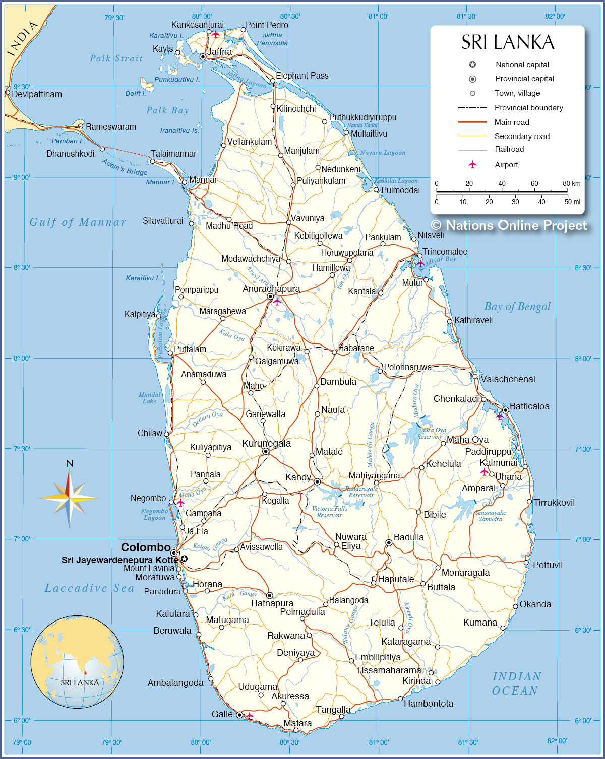 Detailed Map of Sri Lanka