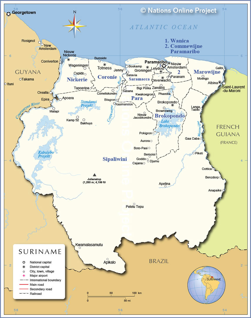Administrative Map of Suriname