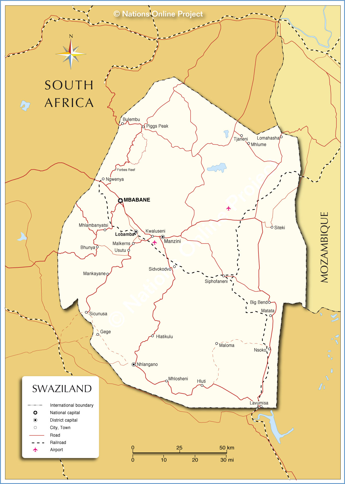 Political Map of Swaziland
