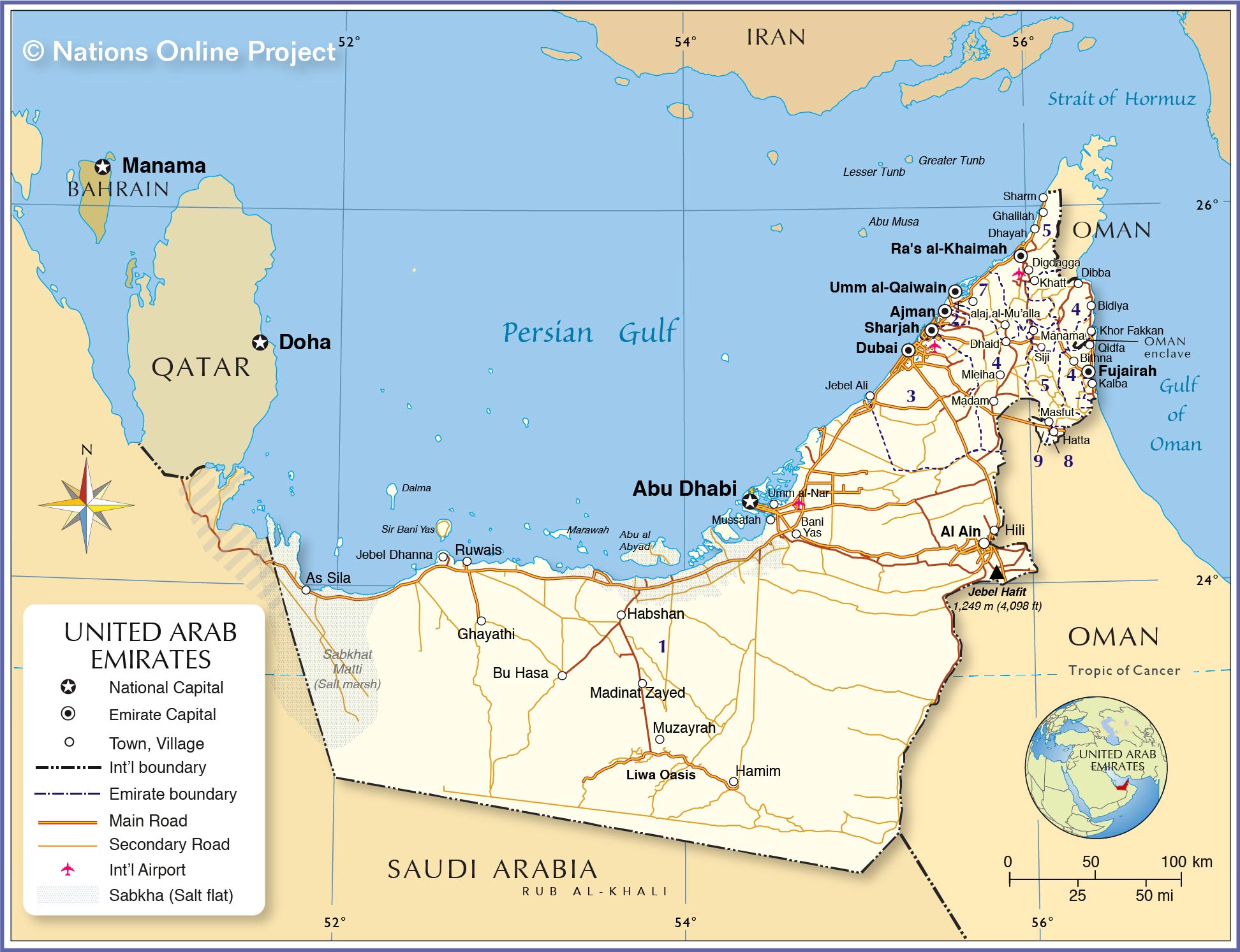 Map of the United Arab Emirates, Arabia